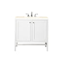 James Martin Addison 36" Single Vanity Cabinet with Doors Glossy White with 3 cm Eternal Marfil Top E445-V36-GW-3EMR