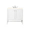 James Martin Addison 36" Single Vanity Cabinet with Doors Glossy White with 3 cm Eternal Marfil Top E445-V36-GW-3EMR