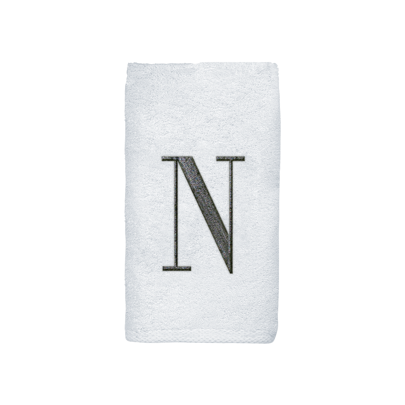 Avanti Towels White/Silver Block Monogram Hand Towel