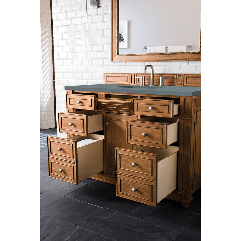 James Martin Bristol 48" Single Vanity Saddle Brown with 3 cm Cala Blue Quartz Top 157-V48-SBR-3CBL