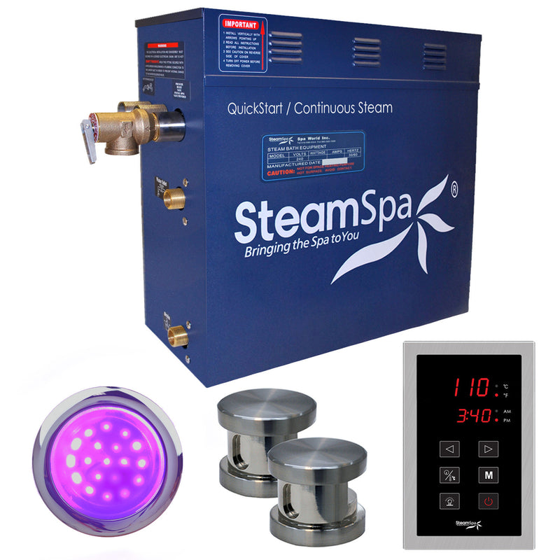 SteamSpa Indulgence 10.5 KW QuickStart Acu-Steam Bath Generator Package in Brushed Nickel