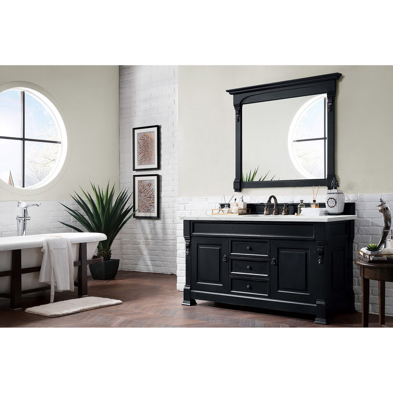 James Martin Brookfield 60" Antique Black Single Vanity with 3 cm Ethereal Noctis Quartz Top 147-114-5331-3ENC