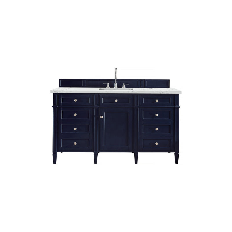 James Martin Brittany 60" Victory Blue Single Vanity with 3 cm Ethereal Noctis Quartz Top 650-V60S-VBL-3ENC