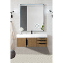 James Martin Mercer Island 48" Single Vanity Latte Oak Matte Black with Glossy White Composite Top 389-V48-LTO-MB-GW