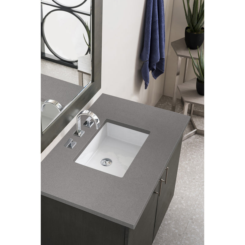 James Martin Metropolitan 36" Single Vanity Silver Oak with 3 cm Gray Expo Quartz Top 850-V36-SOK-3GEX