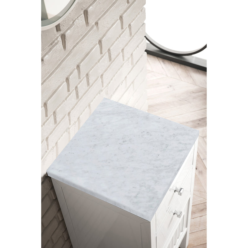 James Martin Athens 15" Cabinet with Drawers and Door Glossy White with 3 cm Carrara Marble Top E645-B15R-GW-3CAR