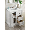 James Martin De Soto 30" Single Vanity Bright White with 3 cm Ethereal Noctis Quartz Top 825-V30-BW-3ENC