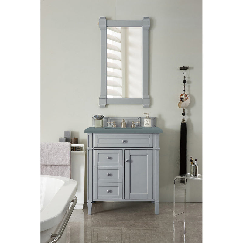 James Martin Brittany 30" Single Vanity Urban Gray with 3 cm Cala Blue Quartz Top 650-V30-UGR-3CBL