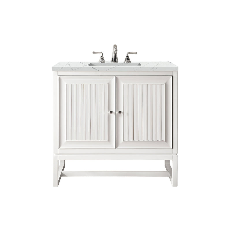 James Martin Athens 30" Single Vanity Cabinet Glossy White with 3 cm Ethereal Noctis Top E645-V30-GW-3ENC