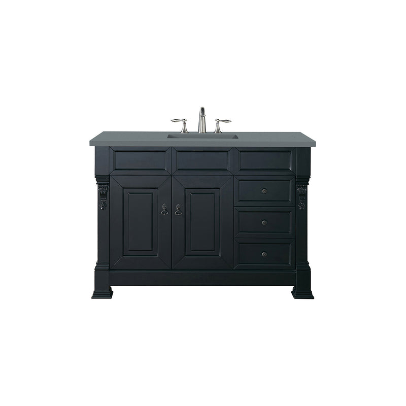 James Martin Brookfield 48" Antique Black Single Vanity with 3 cm Cala Blue Quartz Top 147-114-5236-3CBL