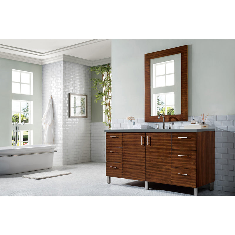 James Martin Metropolitan 60" Single Vanity American Walnut with 3 cm Cala Blue Quartz Top 850-V60S-AWT-3CBL