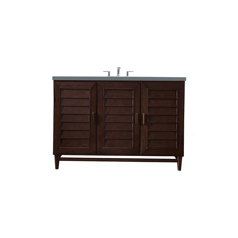 James Martin Portland 48" Single Vanity Burnished Mahogany with 3 cm Cala Blue Quartz Top 620-V48-BNM-3CBL