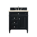 James Martin Brittany 30" Single Vanity Black Onyx with 3 cm Eternal Marfil Quartz Top 650-V30-BKO-3EMR