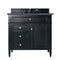 James Martin Brittany 36" Black Onyx Single Vanity with 3 cm Charcoal Soapstone Quartz Top 650-V36-BKO-3CSP