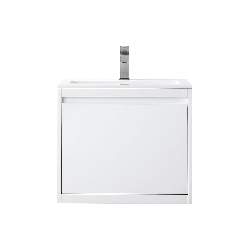 James Martin Milan 23.6" Single Vanity Cabinet Glossy White with Glossy White Composite Top 801V23.6GWGW