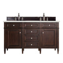 James Martin Brittany 60" Burnished Mahogany Double Vanity with 3 cm Eternal Serena Quartz Top 650-V60D-BNM-3ESR