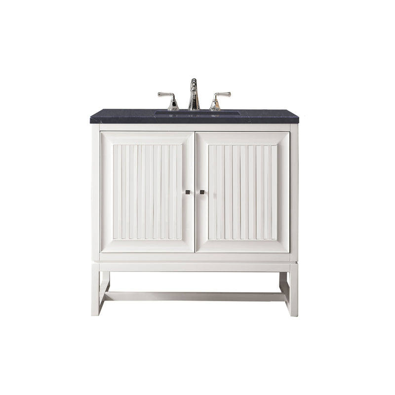 James Martin Athens 36" Single Vanity Cabinet Glossy White with 3 cm Charcoal Soapstone Quartz Top E645-V36-GW-3CSP