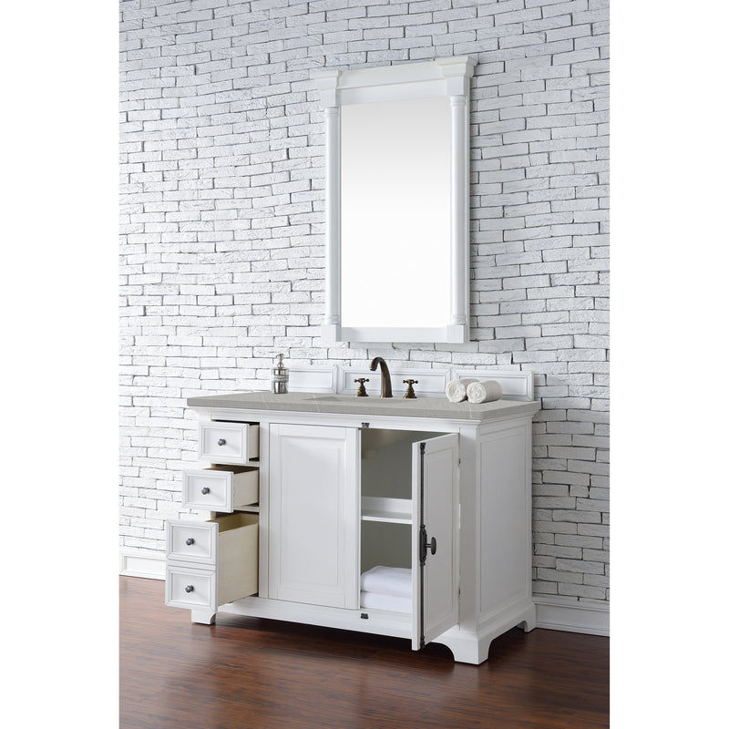 James Martin Providence 48" Single Vanity Cabinet Bright White with 3 cm Eternal Serena Quartz Top 238-105-V48-BW-3ESR