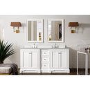 James Martin De Soto 72" Double Vanity Bright White with 3 cm Eternal Serena Quartz Top 825-V72-BW-3ESR