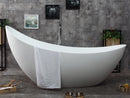 ALFI 73" White Solid Surface Smooth Resin Soaking Slipper Bathtub AB9951