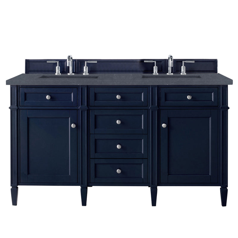 James Martin Brittany 60" Victory Blue Double Vanity with 3 cm Charcoal Soapstone Quartz Top 650-V60D-VBL-3CSP