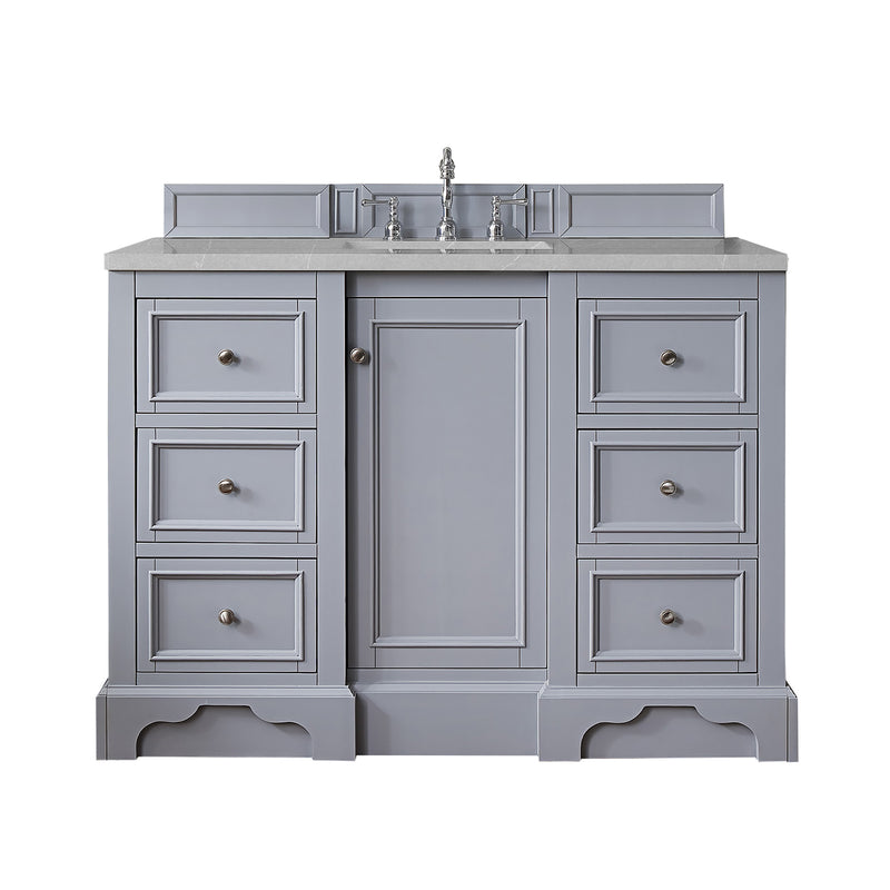 James Martin De Soto 48" Single Vanity Silver Gray with 3 cm Eternal Serena Quartz Top 825-V48-SL-3ESR