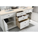 James Martin Savannah 72" Double Vanity Cabinet Bright White with 3 cm Eternal Marfil Quartz Top 238-104-V72-BW-3EMR