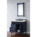 James Martin Brittany 36" Victory Blue Single Vanity with 3 cm Eternal Marfil Quartz Top 650-V36-VBL-3EMR