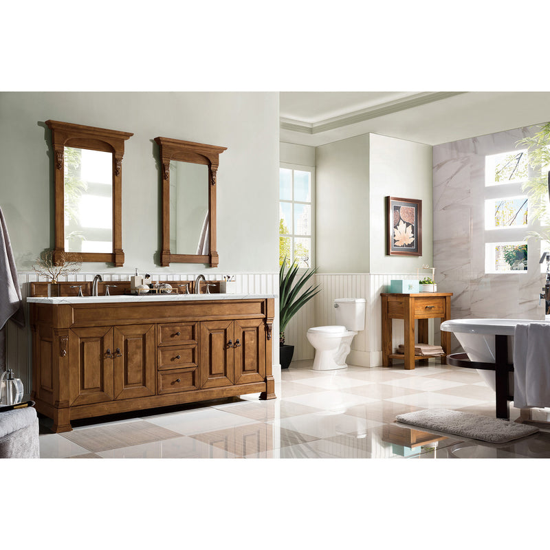 James Martin Brookfield 72" Country Oak Double Vanity with 3 cm Ethereal Noctis Quartz Top 147-114-5771-3ENC