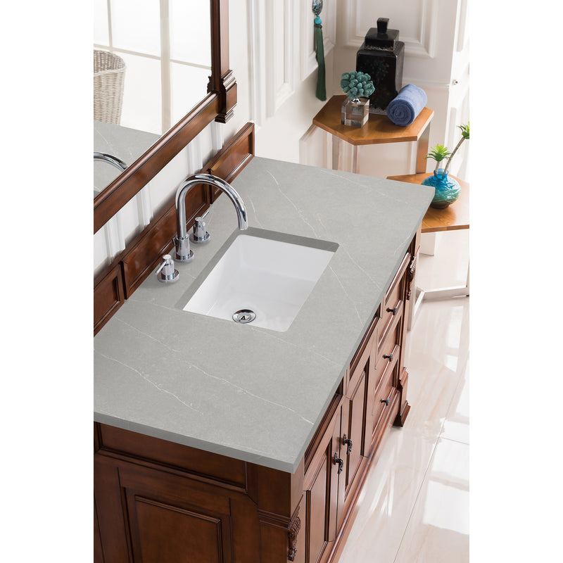 James Martin Brookfield 48" Warm Cherry Single Vanity with 3 cm Eternal Serena Quartz Top 147-114-5286-3ESR