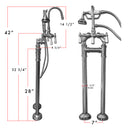 Cambridge Plumbing Freestanding H-Frame Supply Lines Faucet and Hand Held Shower Combo BN