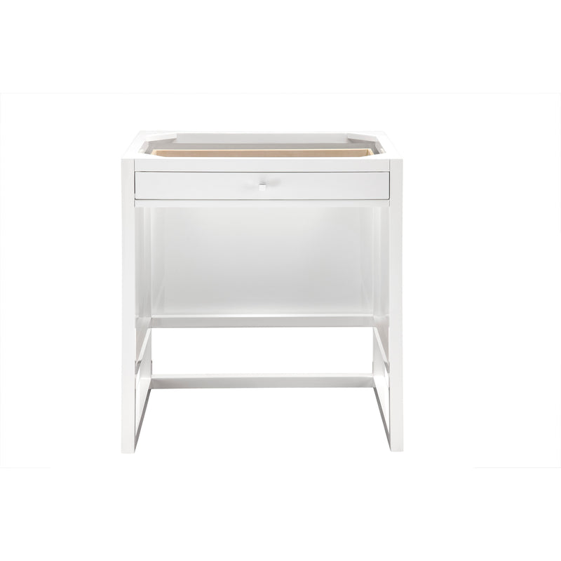 James Martin Athens 48" Single Vanity Cabinet Glossy White with 3 cm Eternal Jasmine Pearl Quartz Top E645-V48-GW-3EJP