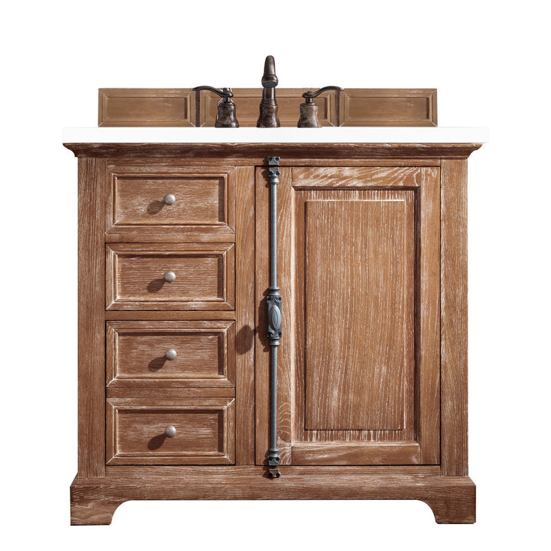 James Martin Providence 36" Single Vanity Cabinet Driftwood with 3 cm Classic White Quartz Top 238-105-5511-3CLW