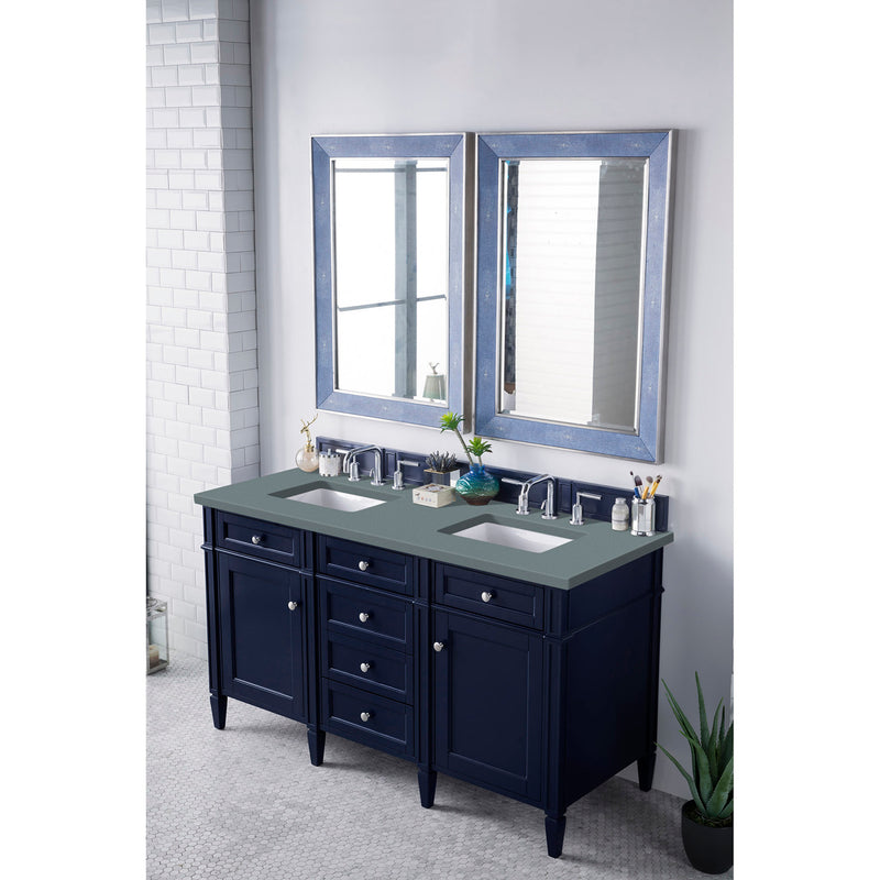 James Martin Brittany 60" Victory Blue Double Vanity with 3 cm Cala Blue Quartz Top 650-V60D-VBL-3CBL