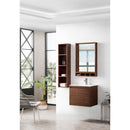 James Martin Milan 23.6" Single Vanity Cabinet Mid Century Walnut with Glossy White Composite Top 801V23.6WLTGW