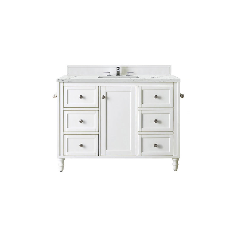 James Martin Copper Cove Encore 48" Single Vanity Bright White with 3 cm Ethereal Noctis Quartz Top 301-V48-BW-3ENC