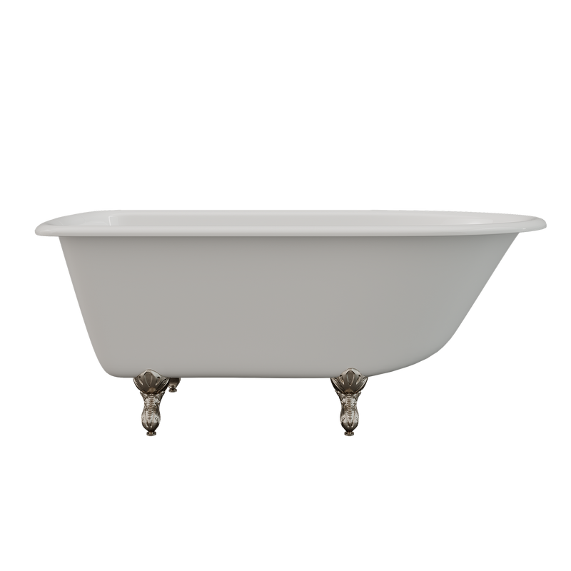 Cambridge Plumbing Cast Iron Rolled Rim Clawfoot Tub 55"x30", 3 3/8" Drillings BN Feet