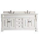 James Martin Brookfield 72" Bright White Double Vanity with 3 cm Eternal Jasmine Pearl Quartz Top 147-V72-BW-3EJP