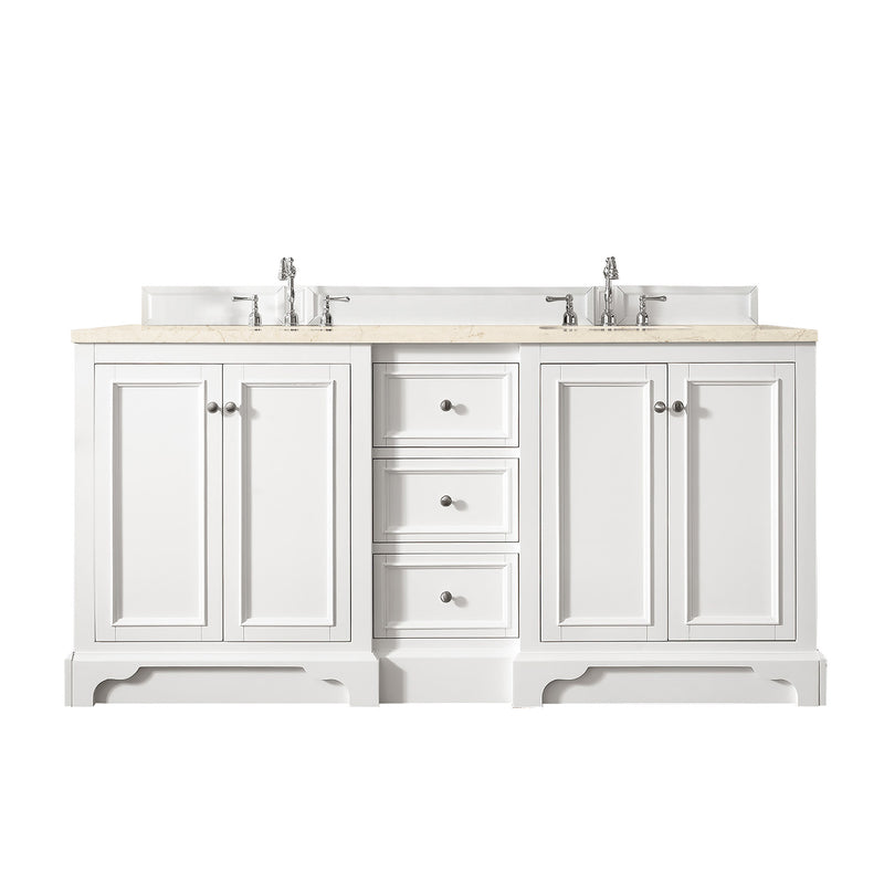 James Martin De Soto 72" Double Vanity Bright White with 3 cm Eternal Marfil Quartz Top 825-V72-BW-3EMR