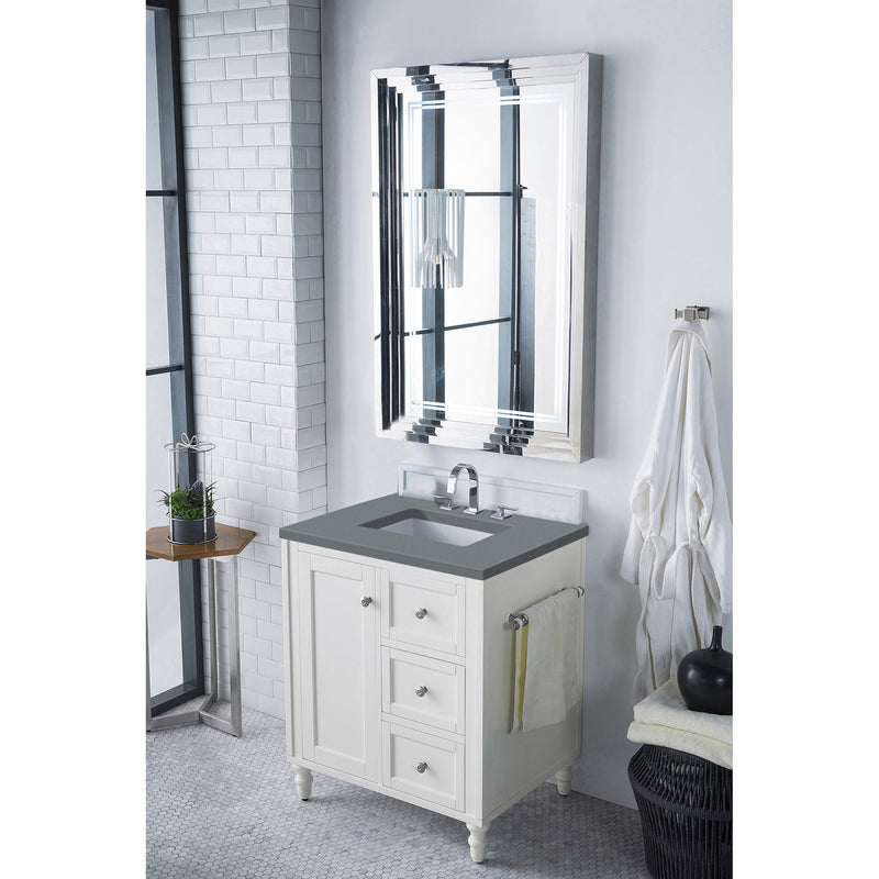 James Martin Copper Cove Encore 30" Single Vanity Bright White with 3 cm Cala Blue Quartz Top 301-V30-BW-3CBL