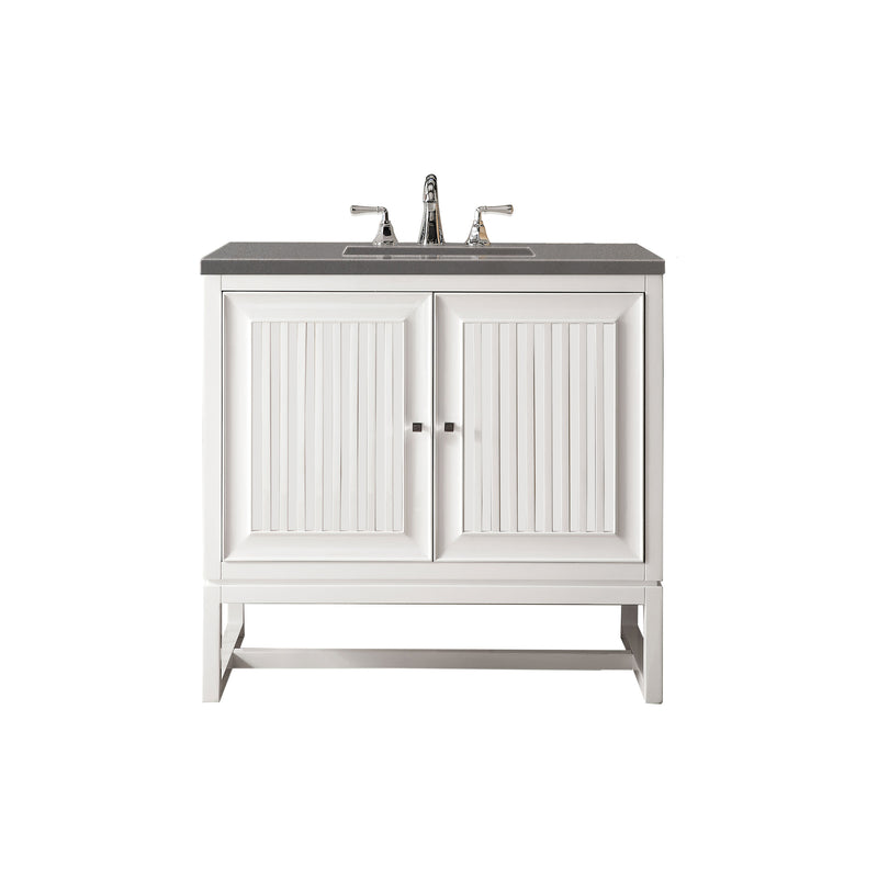 James Martin Athens 36" Single Vanity Cabinet Glossy White with 3 cm Grey Expo Quartz Top E645-V36-GW-3GEX