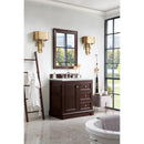 James Martin De Soto 36" Single Vanity Burnished Mahogany with 3 cm Ethereal Noctis Quartz Top 825-V36-BNM-3ENC