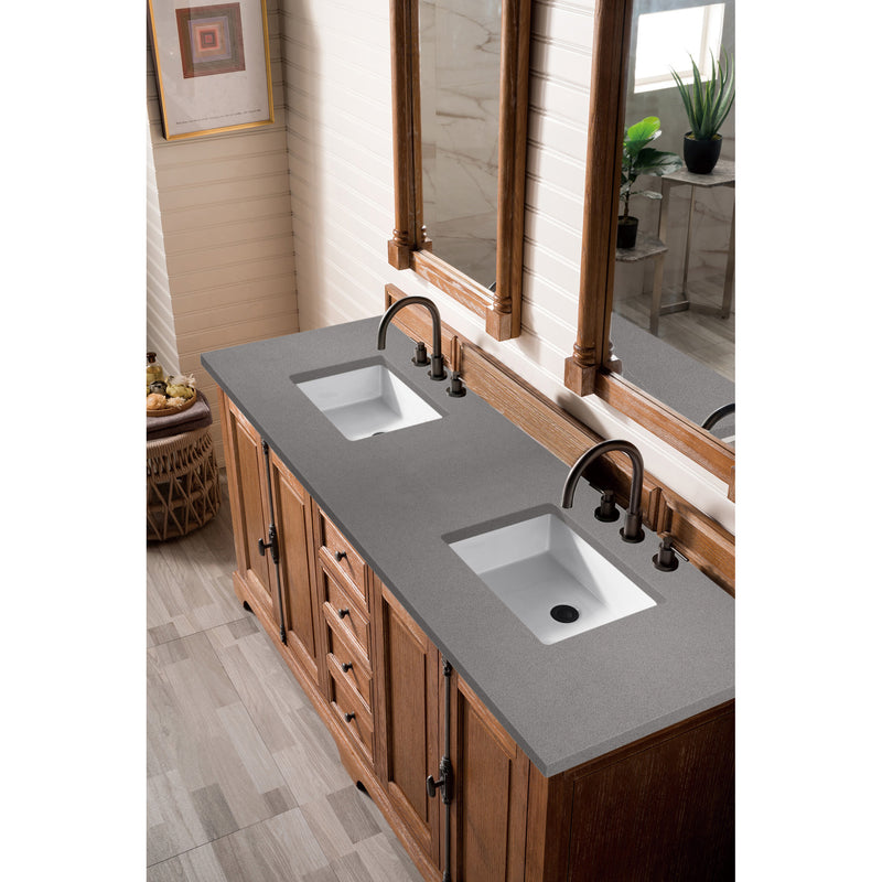 James Martin Providence 72" Double Vanity Cabinet Driftwood with 3 cm Gray Expo Quartz Top 238-105-5711-3GEX