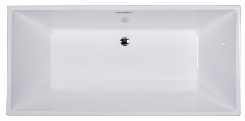 ALFI 67" White Rectangular Acrylic Free Standing Soaking Bathtub AB8832