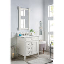 James Martin Brittany 30" Single Vanity Bright White with 3 cm Ethereal Noctis Quartz Top 650-V30-BW-3ENC