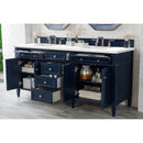 James Martin Brittany 72" Victory Blue Double Vanity with 3 cm Classic White Quartz Top 650-V72-VBL-3CLW