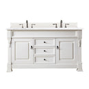 James Martin Brookfield 60" Bright White Double Vanity with 3 cm Arctic Fall Solid Surface Top 147-V60D-BW-3AF