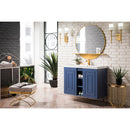 James Martin Alicante' 39.5" Single Vanity Cabinet Azure Blue with White Glossy Composite Countertop E110V39.5AZBWG