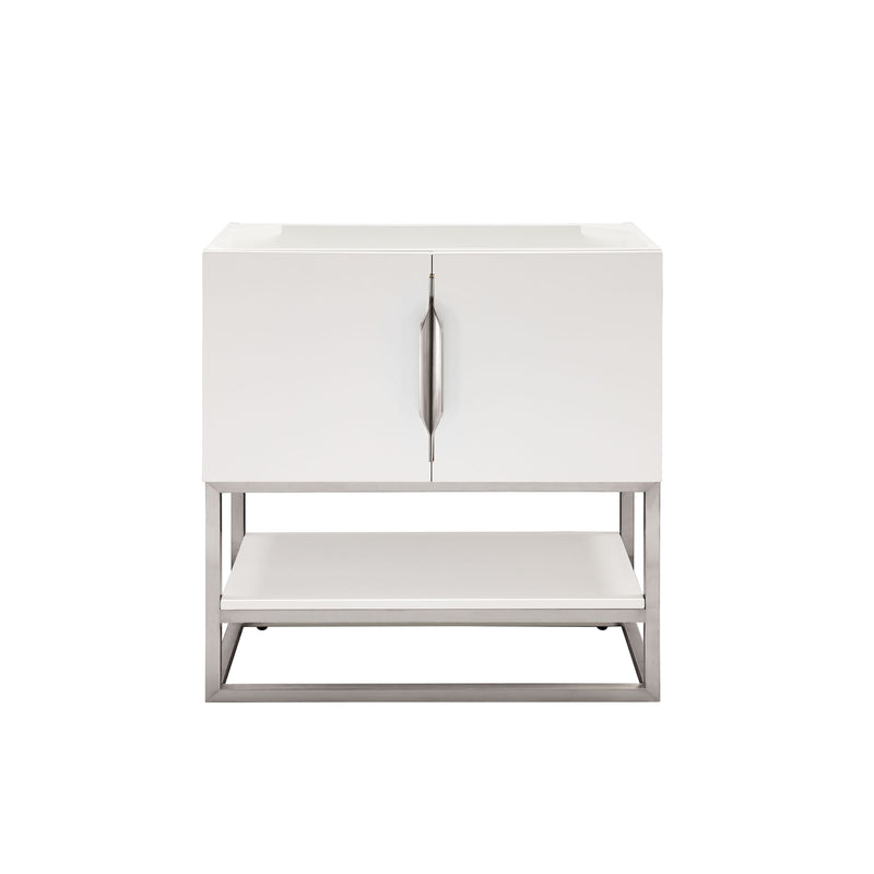 James Martin Columbia 31.5" Single Vanity Cabinet Glossy White Brushed Nickel 388-V31.5-GW-BNK