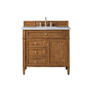 James Martin Brittany 36" Saddle Brown Single Vanity with 3 cm Carrara Marble Top 650-V36-SBR-3CAR